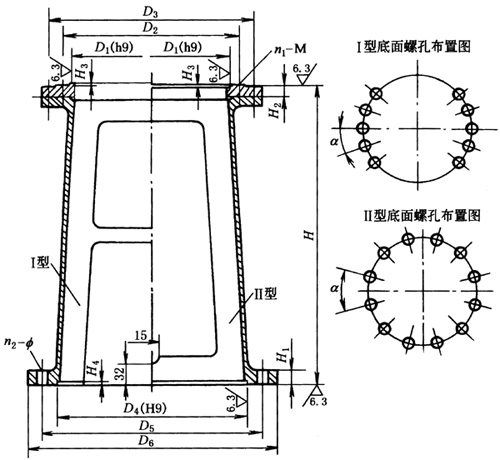 WJ、LWJ型無支點機(jī)架外形及安裝尺寸